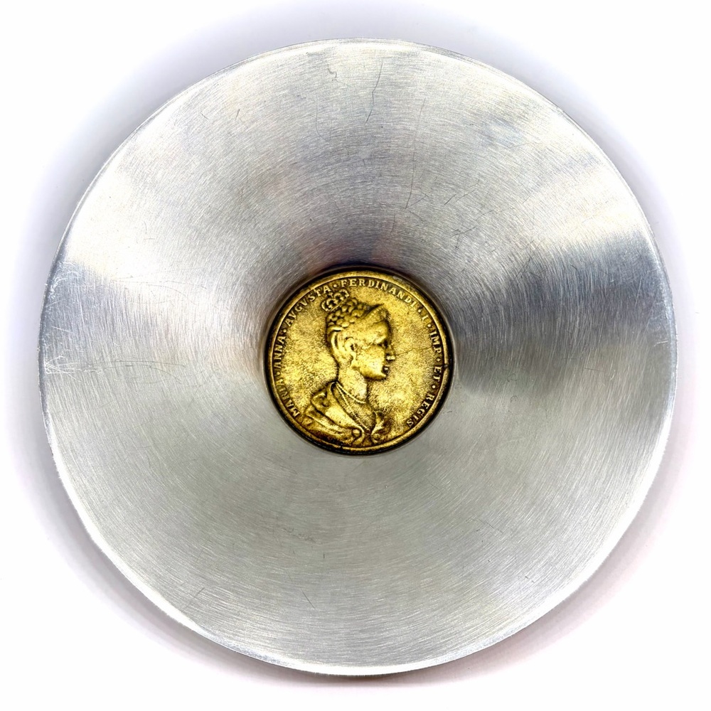 Vintage Italian Maria Anna Augusta Ferdinandi 1936 Coin Stainless Steel Bowl
